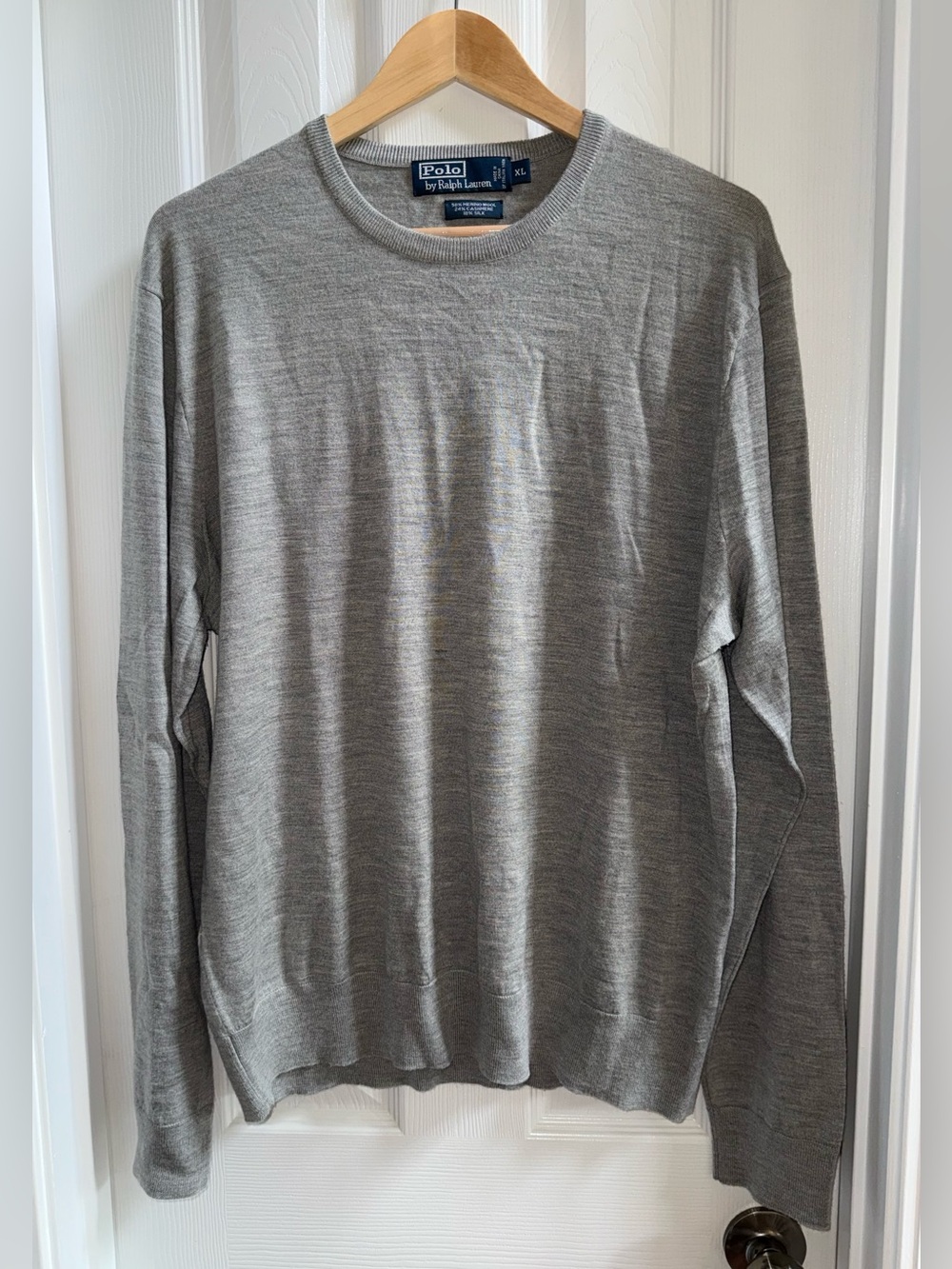 Polo Ralph Lauren Crew Neck Pullover Sweater Sz XL Grey Preppy Comfort Luxury